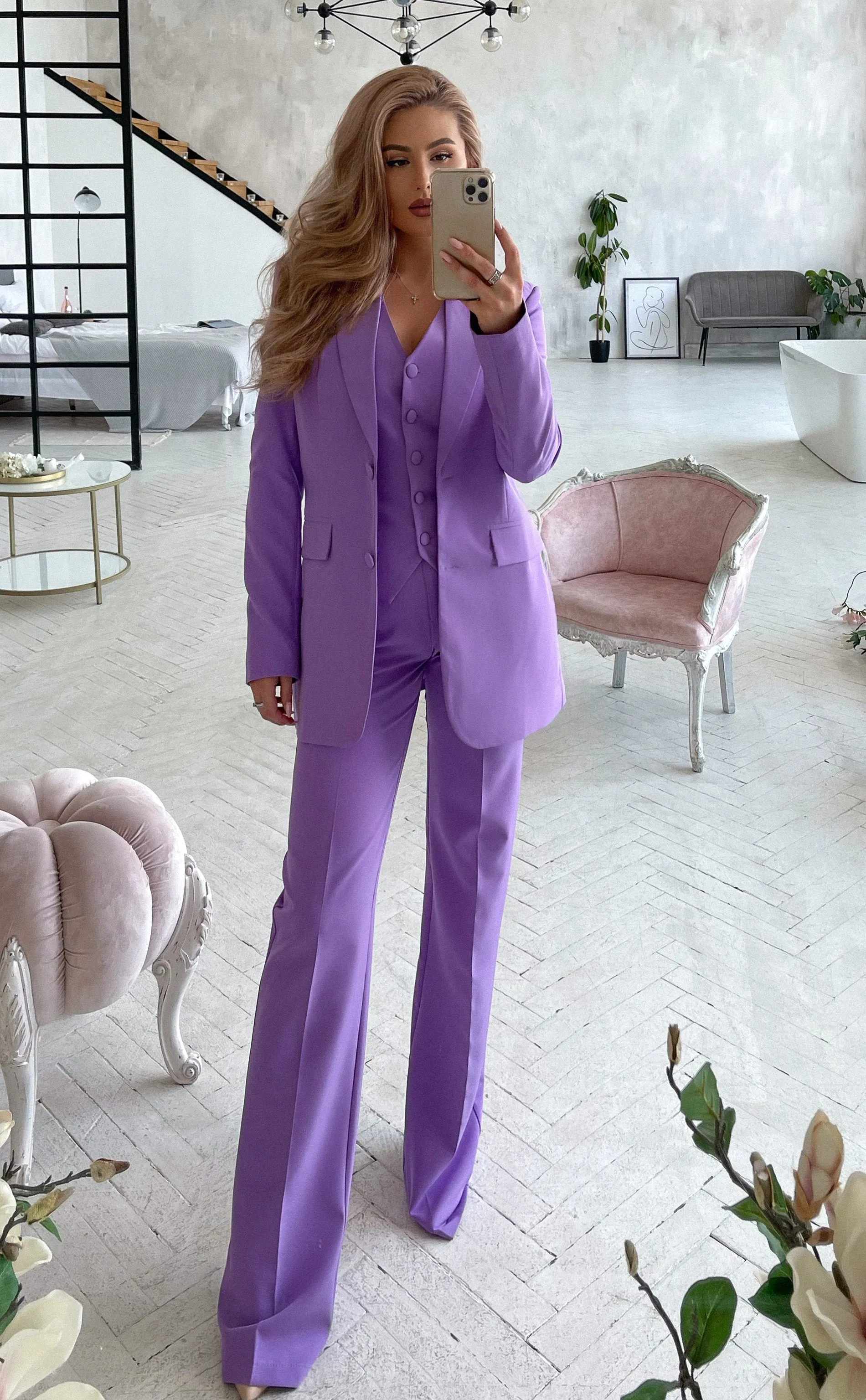 Purple Regular-Fit 3-Piece Suit