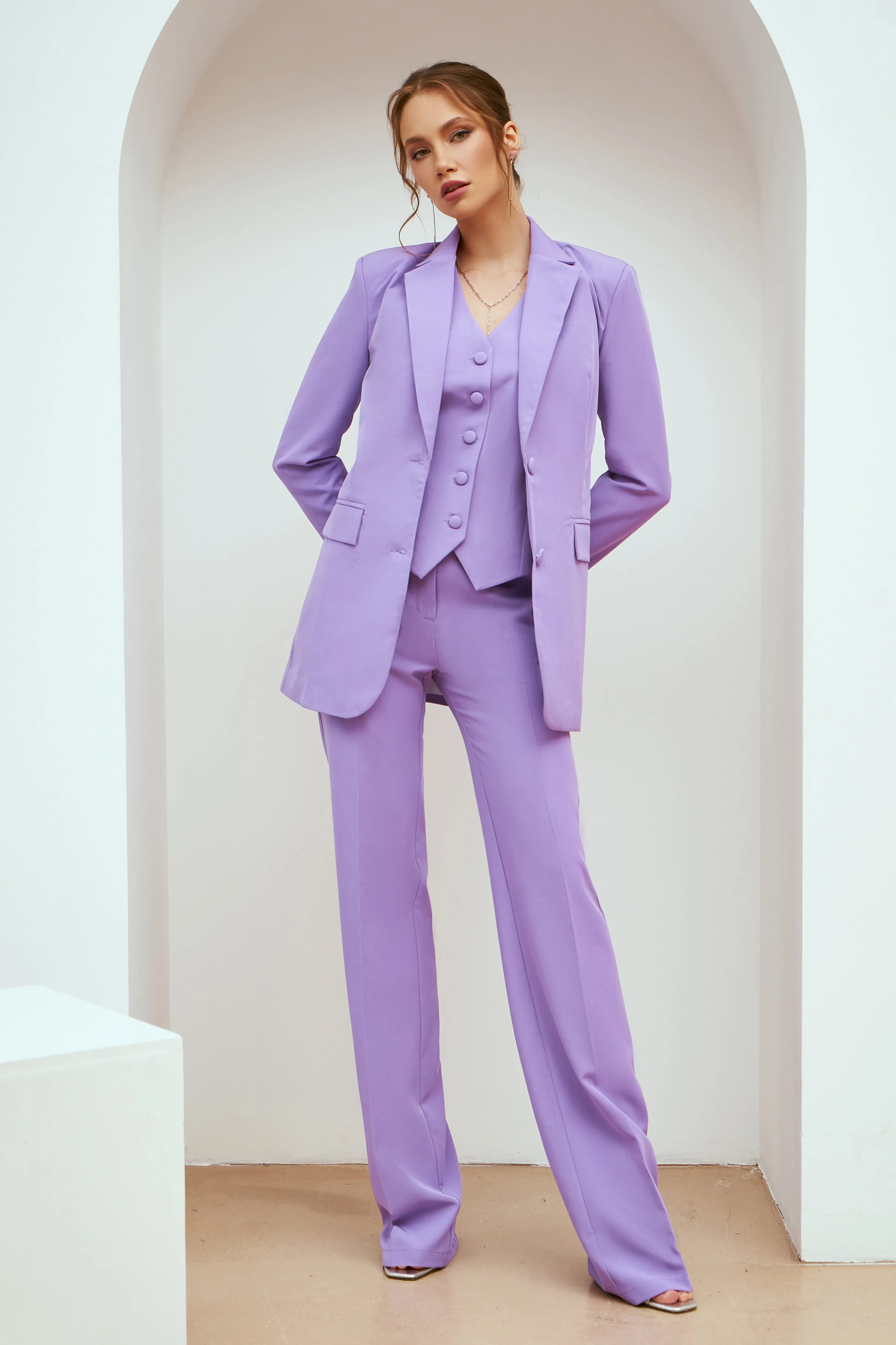 Purple Regular-Fit 3-Piece Suit