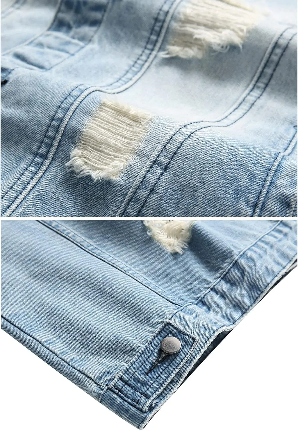 RANMCC Jean Jacket for Men Slim Fit Ripped Denim Jacket Coat