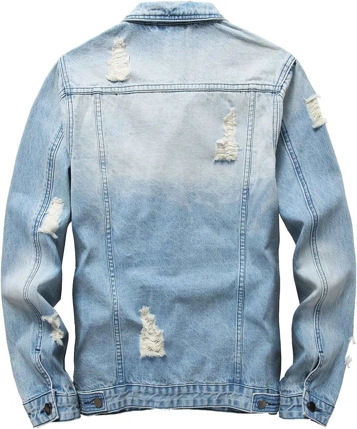 RANMCC Jean Jacket for Men Slim Fit Ripped Denim Jacket Coat