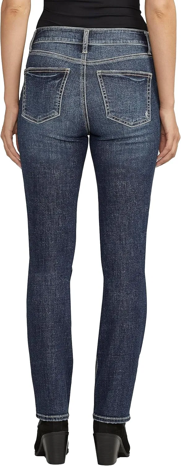 Silver Jeans Co. Women's Avery High Rise Curvy Fit Straight Leg Jeans