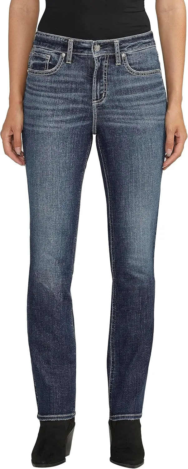 Silver Jeans Co. Women's Avery High Rise Curvy Fit Straight Leg Jeans