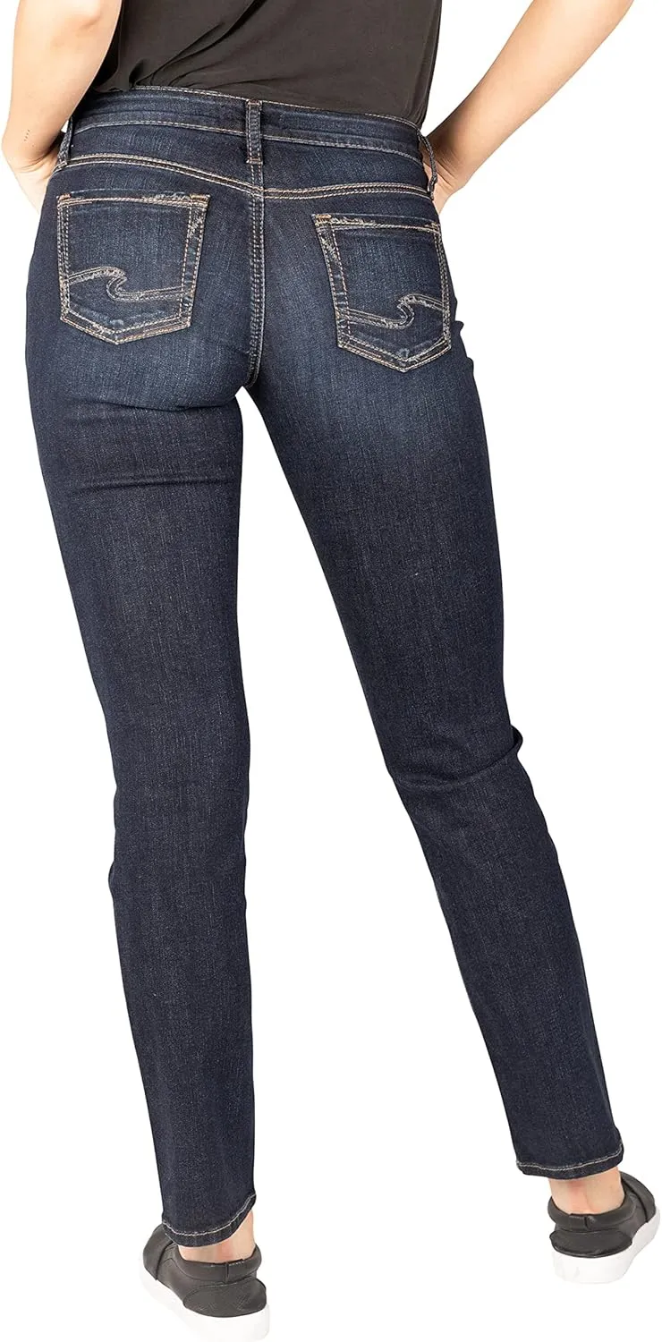 Silver Jeans Co. Women's Suki Mid Rise Curvy Fit Straight Leg Jeans