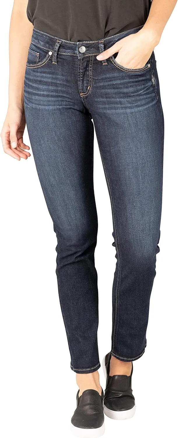 Silver Jeans Co. Women's Suki Mid Rise Curvy Fit Straight Leg Jeans