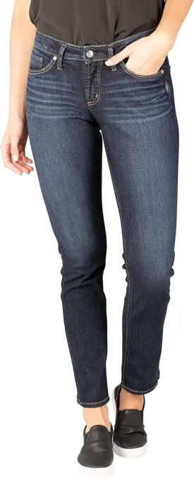 Silver Jeans Co. Women's Suki Mid Rise Curvy Fit Straight Leg Jeans