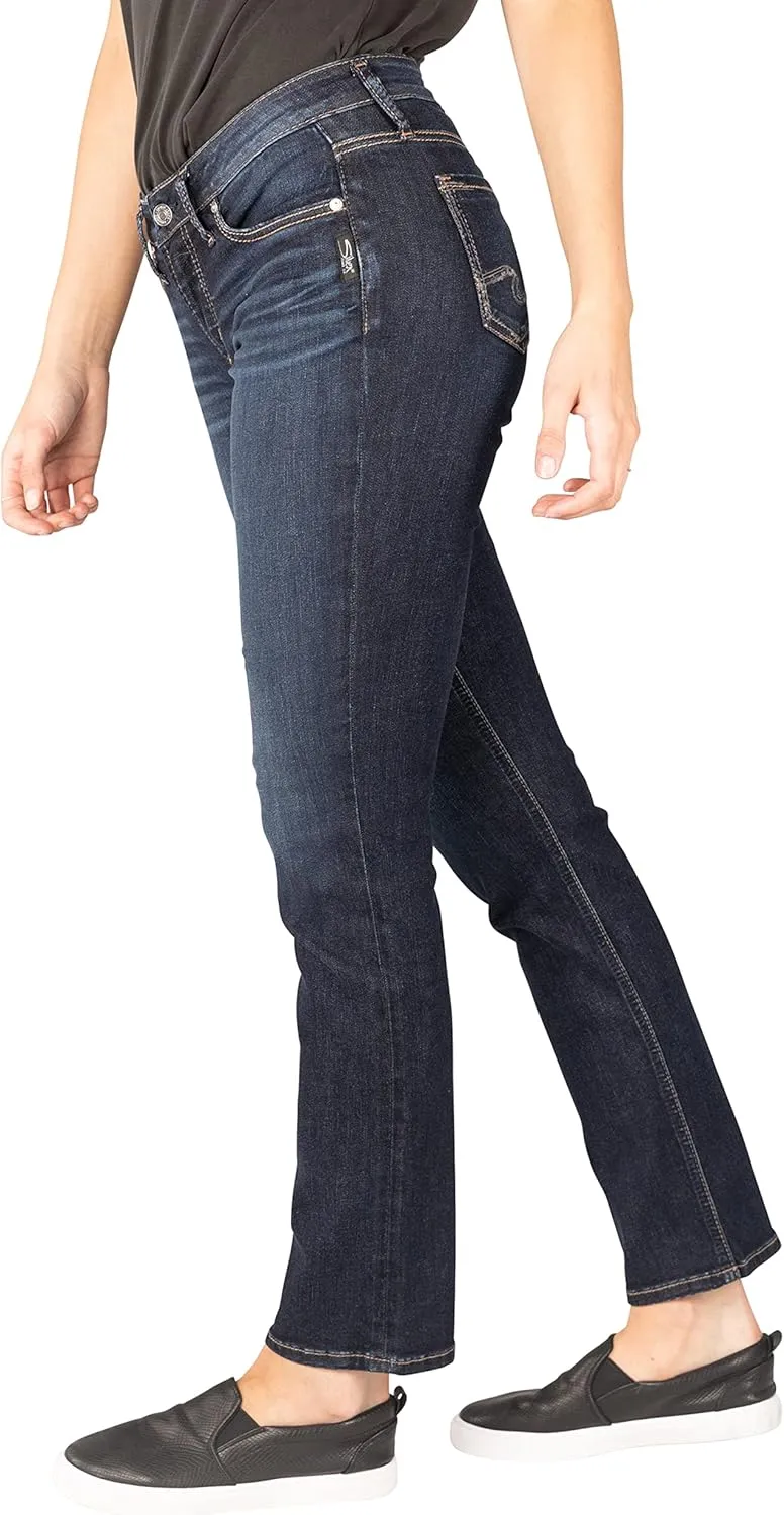 Silver Jeans Co. Women's Suki Mid Rise Curvy Fit Straight Leg Jeans