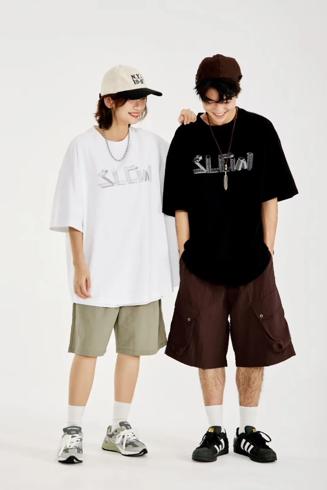 Slow Print Loose Short Sleeve T-Shirt In White