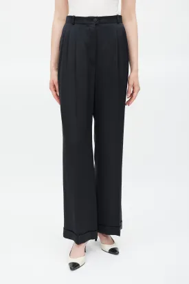 Spring 2002 Black Silk Cuffed Wide Leg Trouser