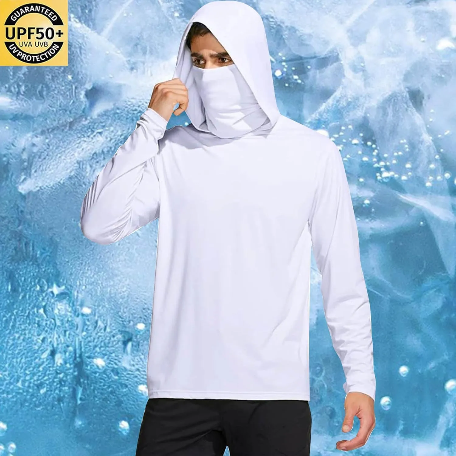 Sun Protection Shirts for Men with Mask UPF 50  Fishing Blouses Lightweight Long Sleeve UV Rash Guard Cooling Hoodies