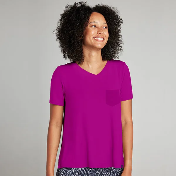 Super Combed Cotton-Rich V-Neck T-Shirt with Pocket