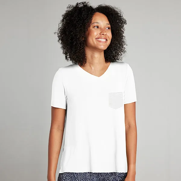 Super Combed Cotton-Rich V-Neck T-Shirt with Pocket