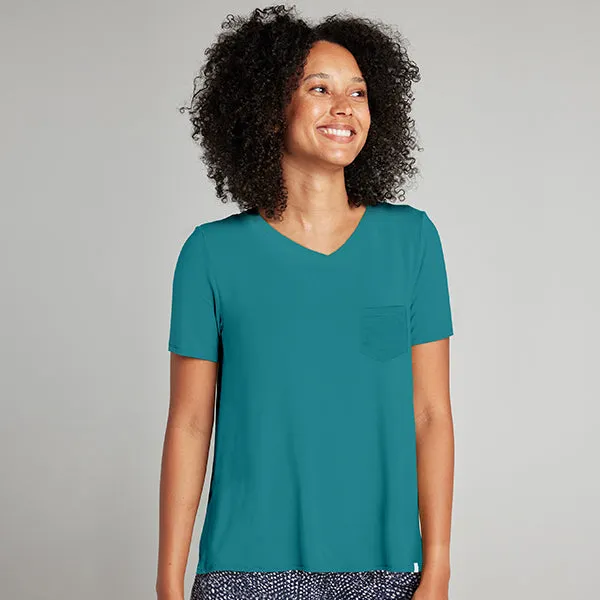Super Combed Cotton-Rich V-Neck T-Shirt with Pocket