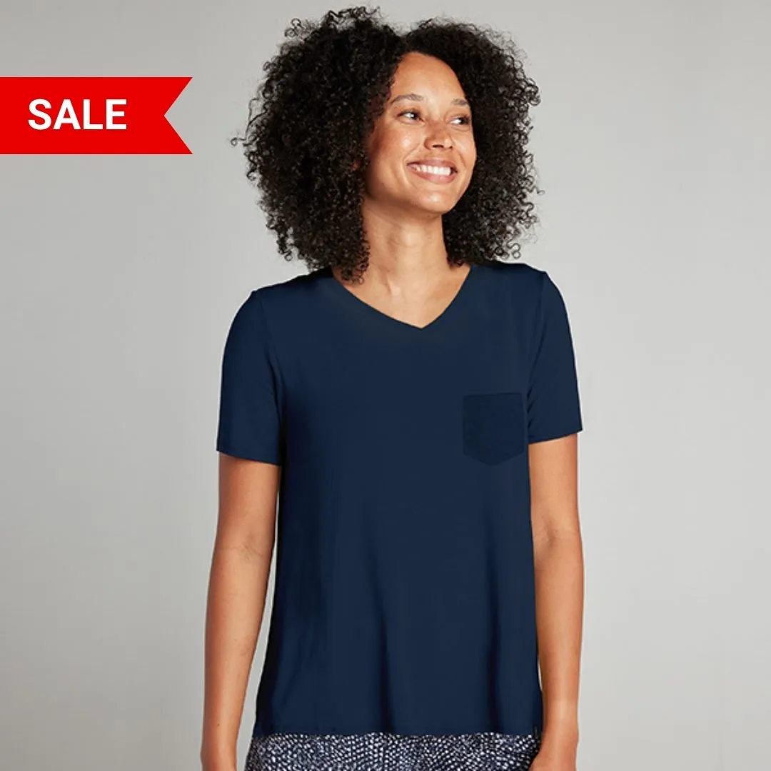 Super Combed Cotton-Rich V-Neck T-Shirt with Pocket