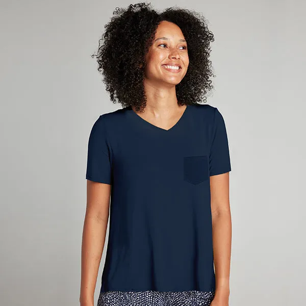 Super Combed Cotton-Rich V-Neck T-Shirt with Pocket