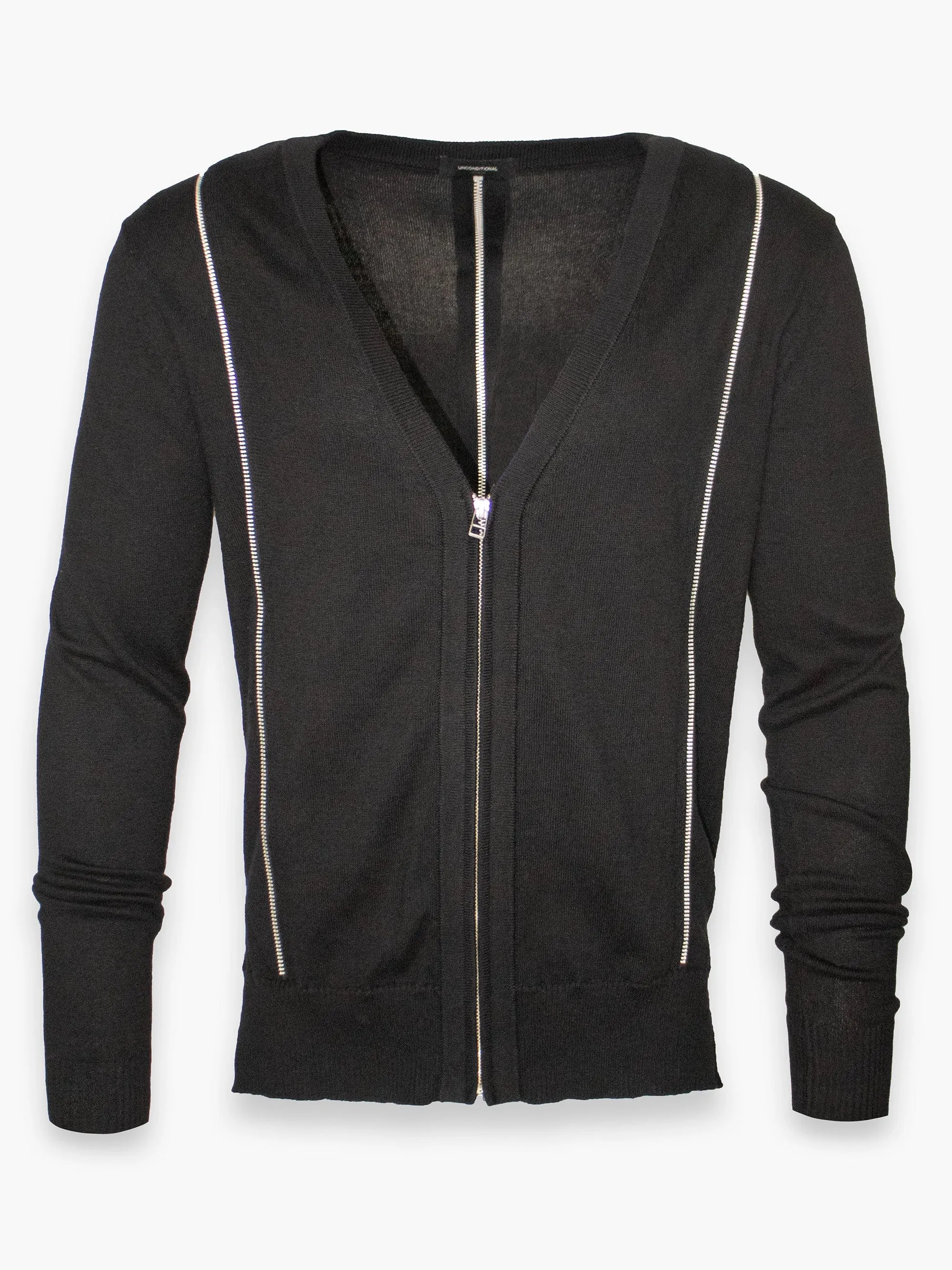 Tailcoat-Style Cotton Jumper with Zip Details