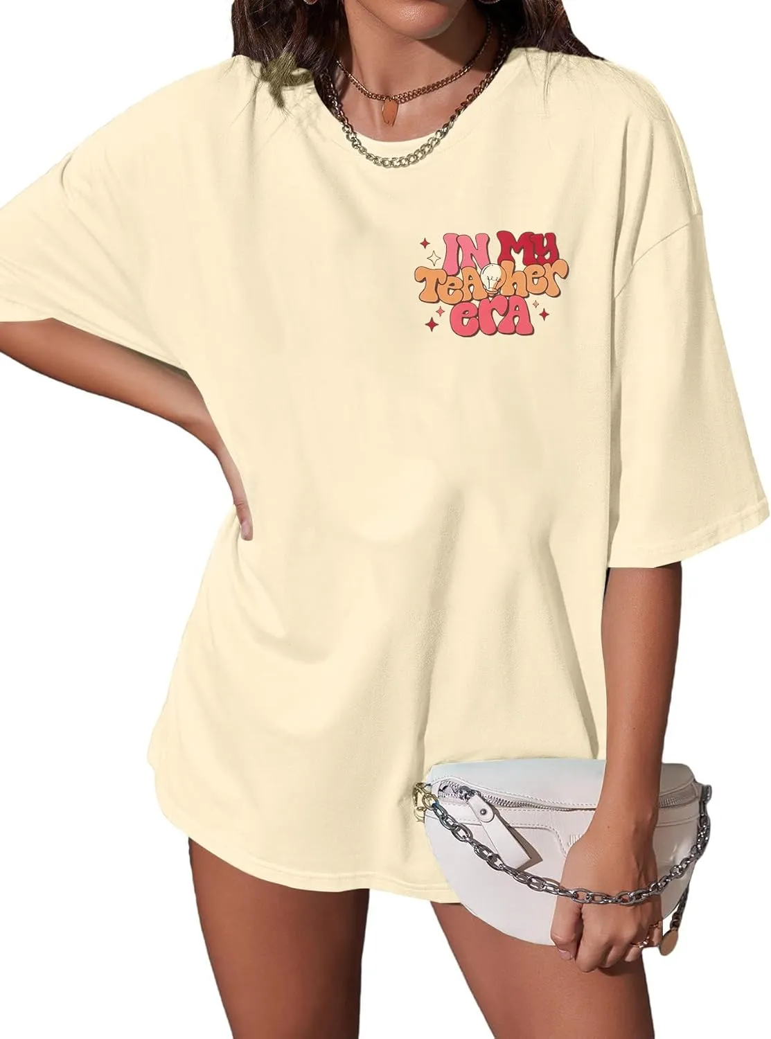 Teacher Shirt Women Teachers T-Shirt: in My Teacher Era Shirt Oversize Preschool Kindergarten Teaching Life Tees Tops