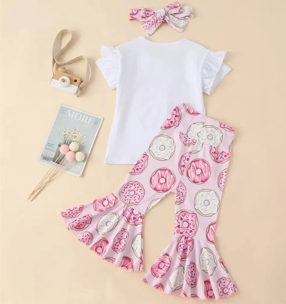 Two Sweet T-shirt with Bell Bottoms and Headband Doughnut #1000286
