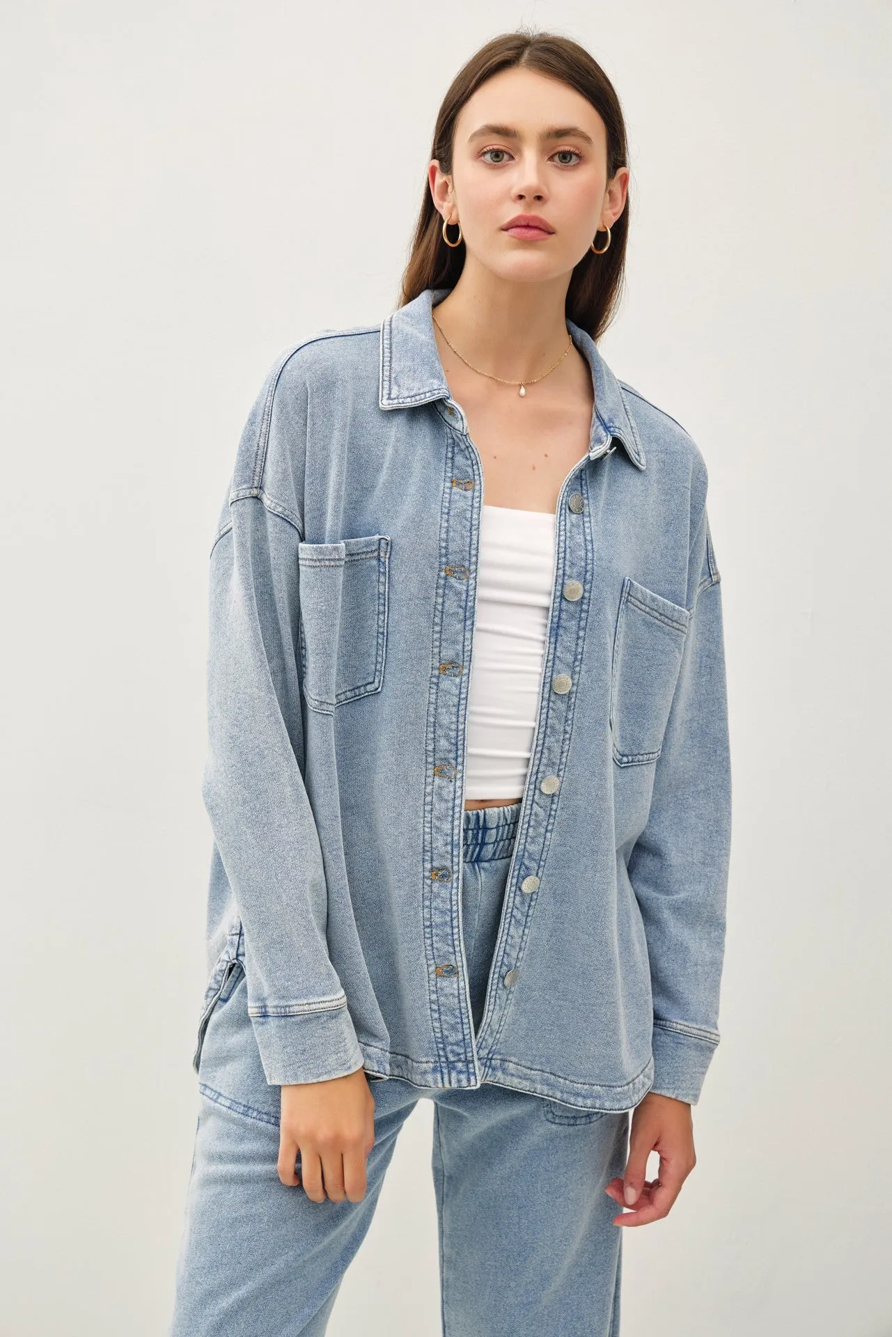 Ultra Soft Denim Wash Oversize Shacket