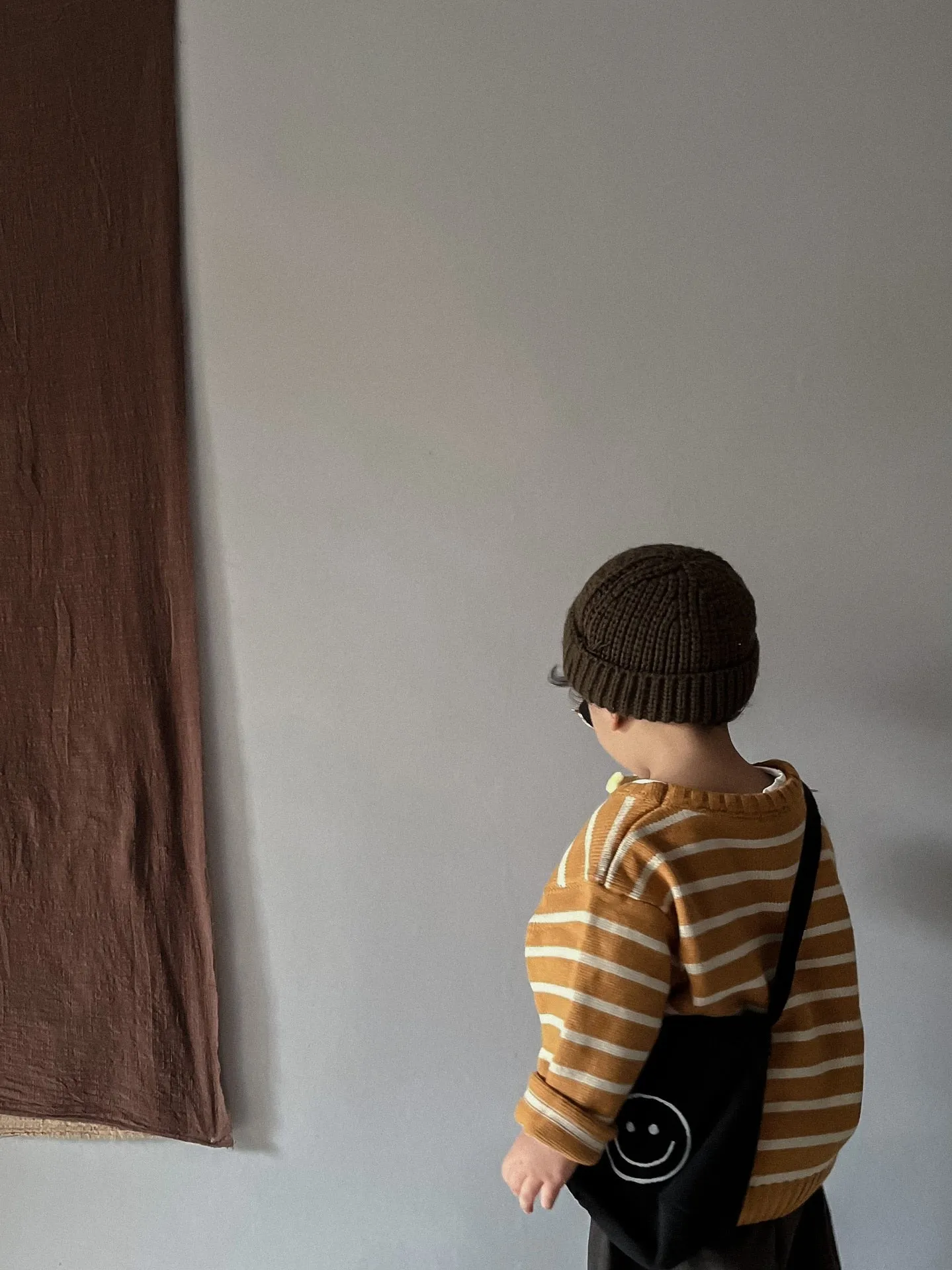 Unisex Kids' Casual Striped Long-Sleeved Knitted Cotton Pullover