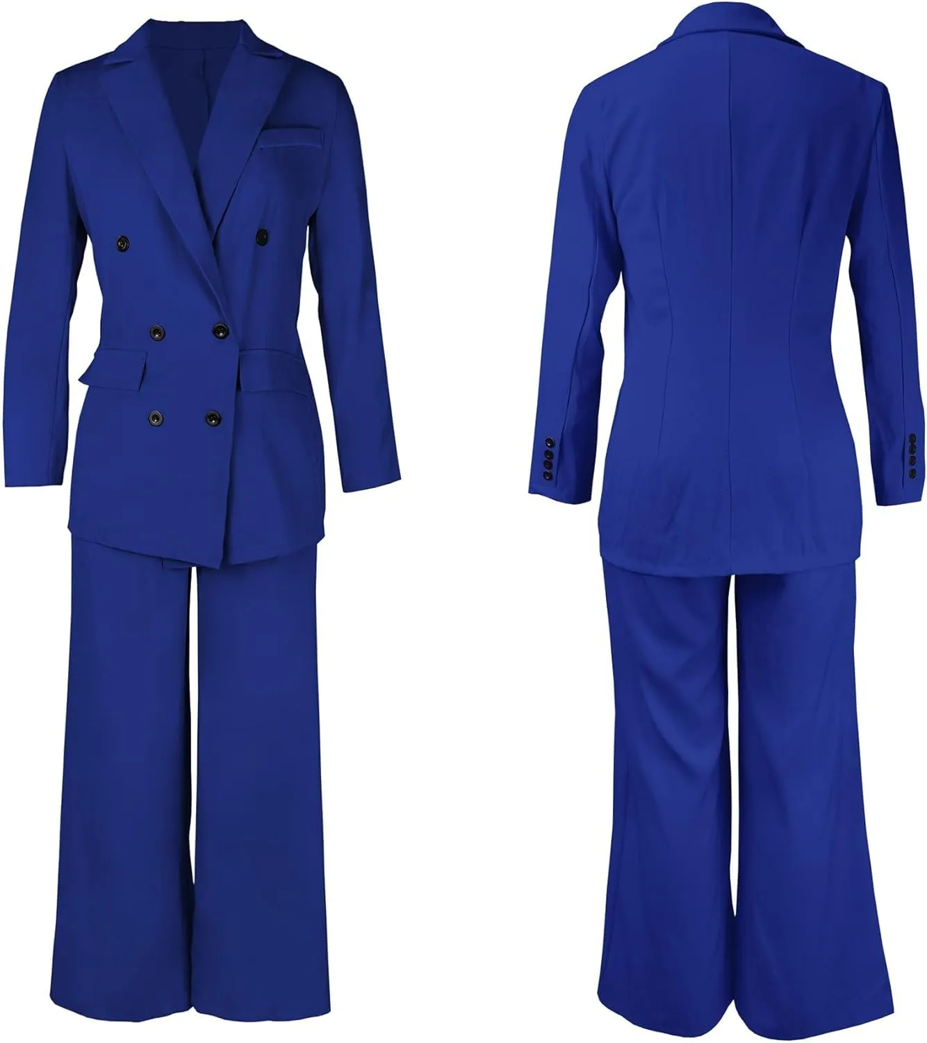 Vakkest Pant Suits for Women Dressy 2 Piece Outfit Business Casual Blazer Jackets and Wide Leg Work Office Slacks Set