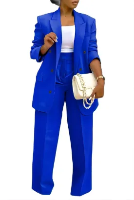 Vakkest Pant Suits for Women Dressy 2 Piece Outfit Business Casual Blazer Jackets and Wide Leg Work Office Slacks Set