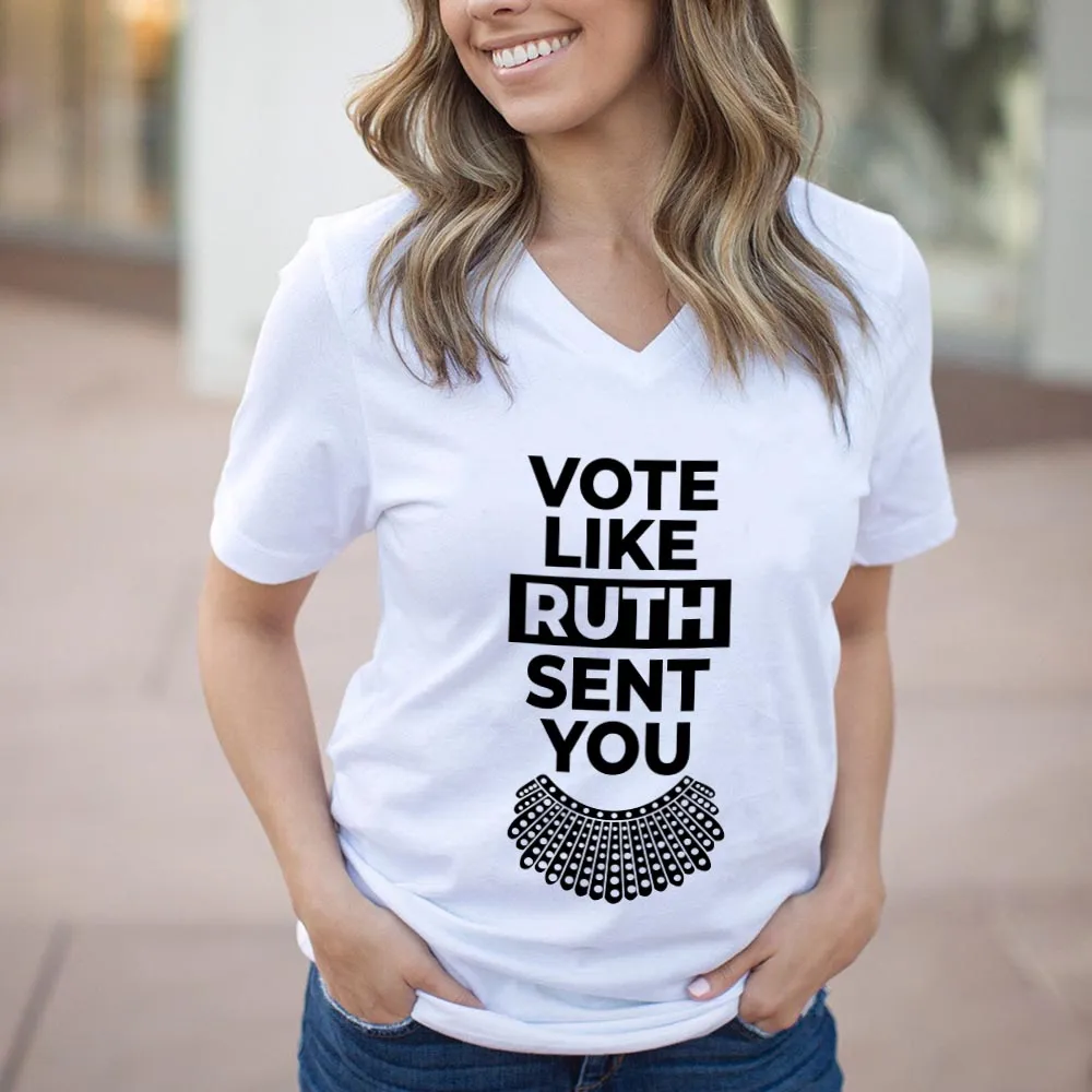 Vote Like Ruth Sent You Women's V-neck T-shirt TSVW395