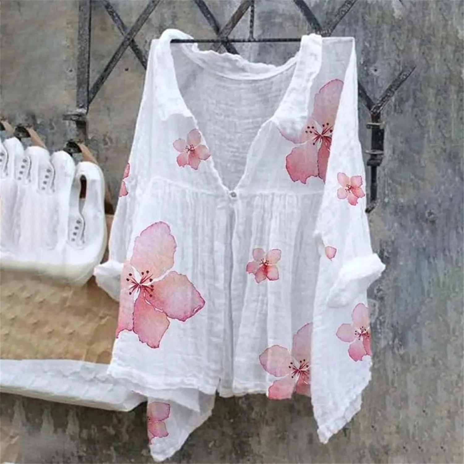 White Button Down Shirt Women Natural Autumn Fragrant Fabric Shirt Party Tops for Women Womens Work Tops Western