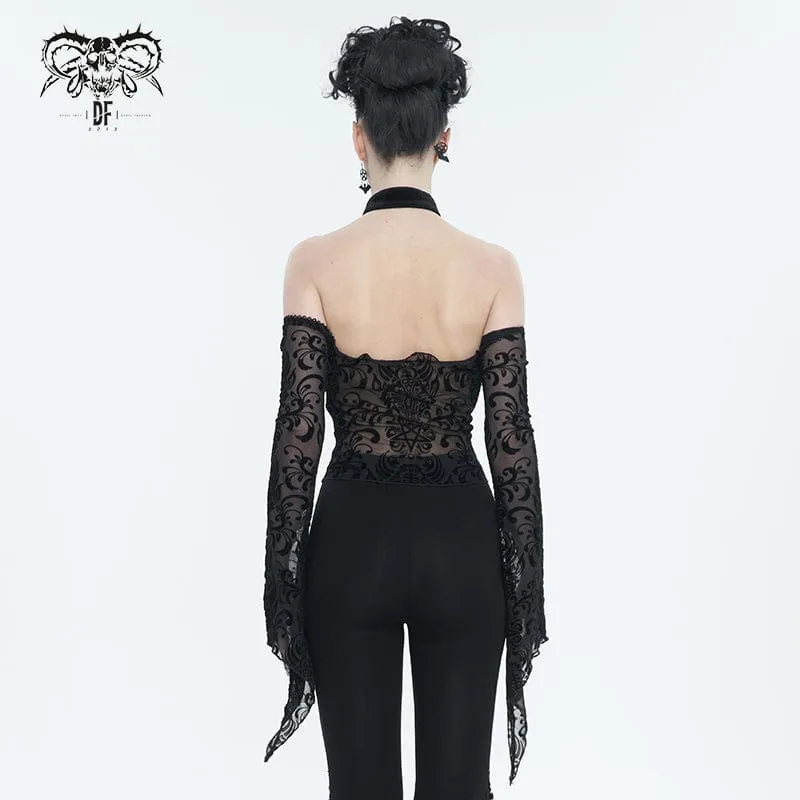 Women's Gothic Off Shoulder Flared Sleeved Shirt