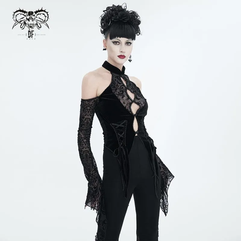 Women's Gothic Off Shoulder Flared Sleeved Shirt