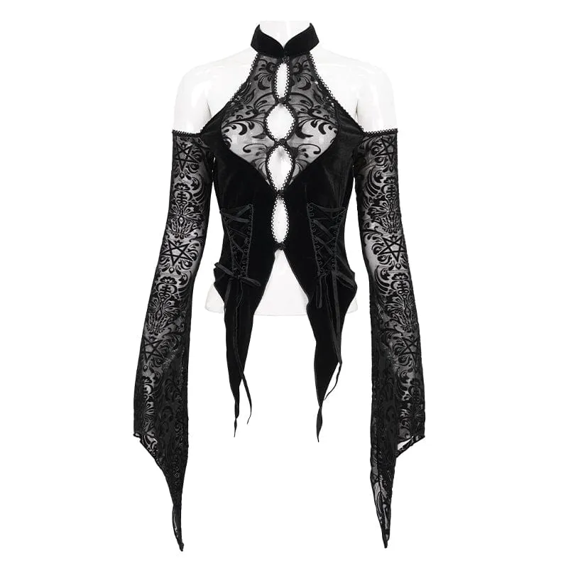 Women's Gothic Off Shoulder Flared Sleeved Shirt