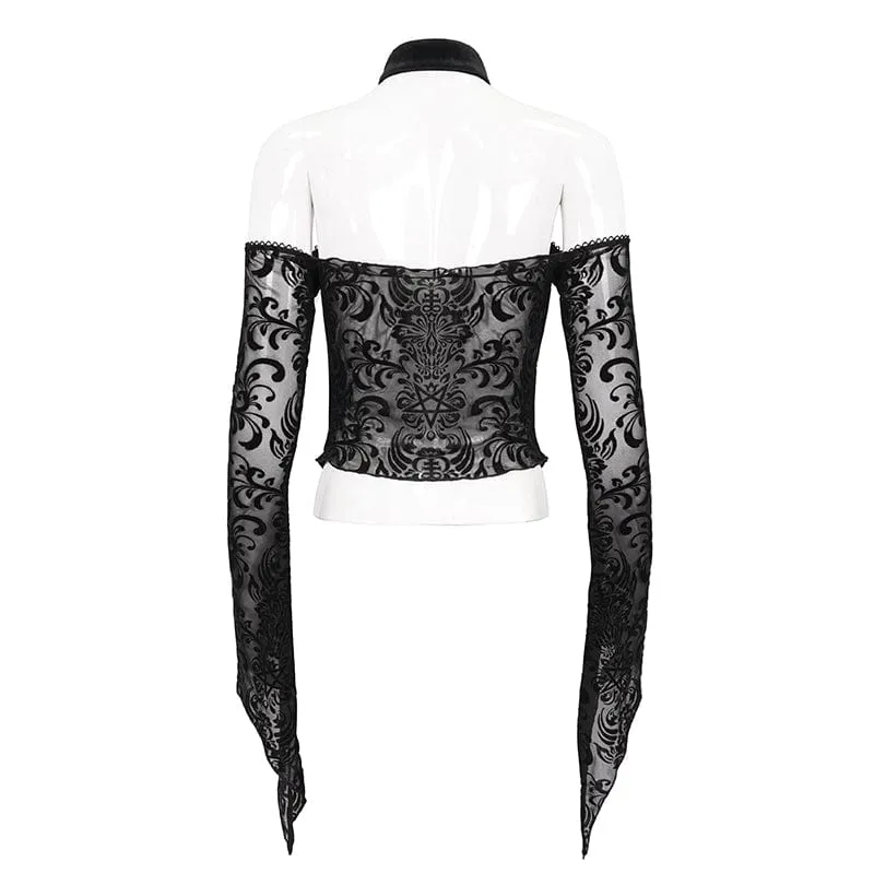 Women's Gothic Off Shoulder Flared Sleeved Shirt