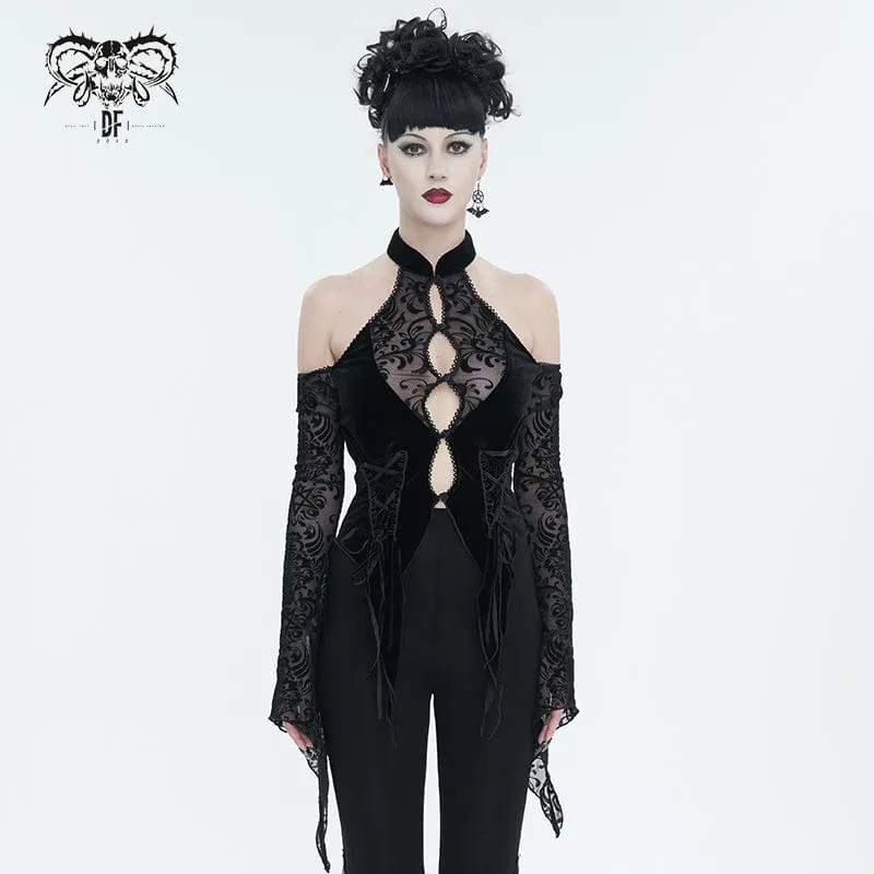Women's Gothic Off Shoulder Flared Sleeved Shirt
