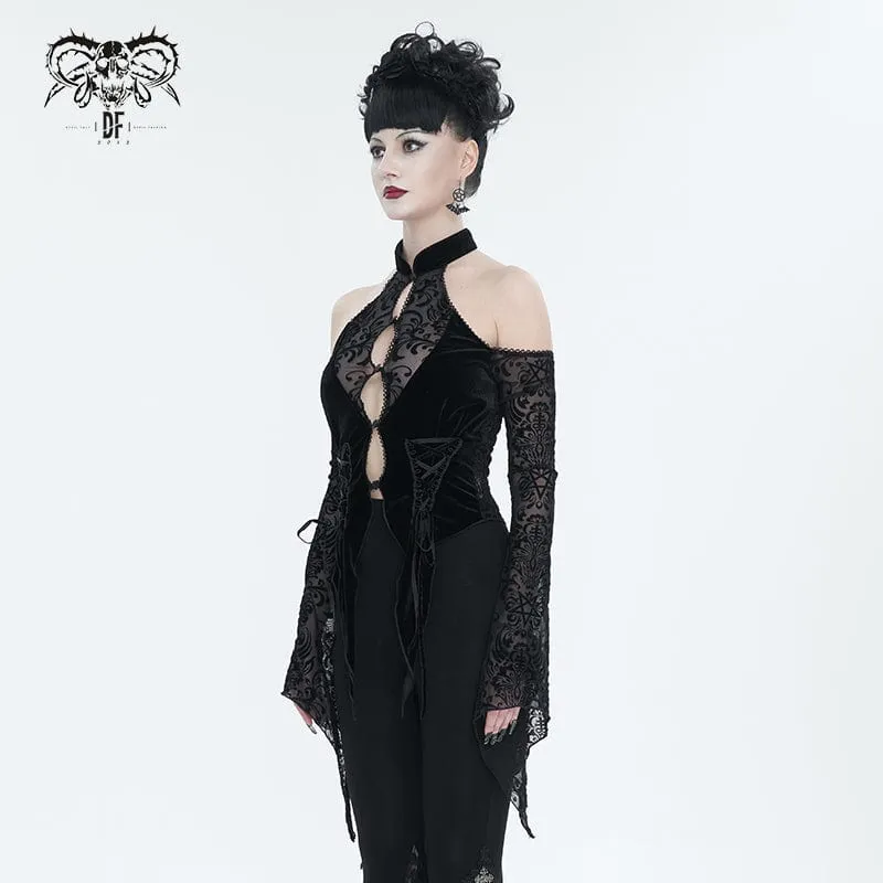 Women's Gothic Off Shoulder Flared Sleeved Shirt