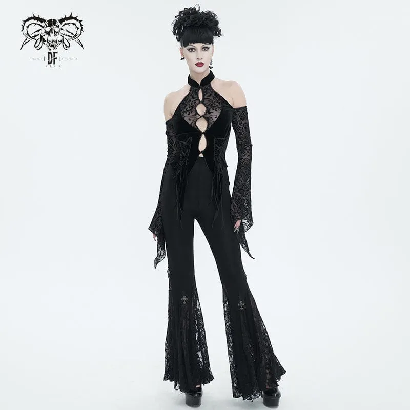 Women's Gothic Off Shoulder Flared Sleeved Shirt